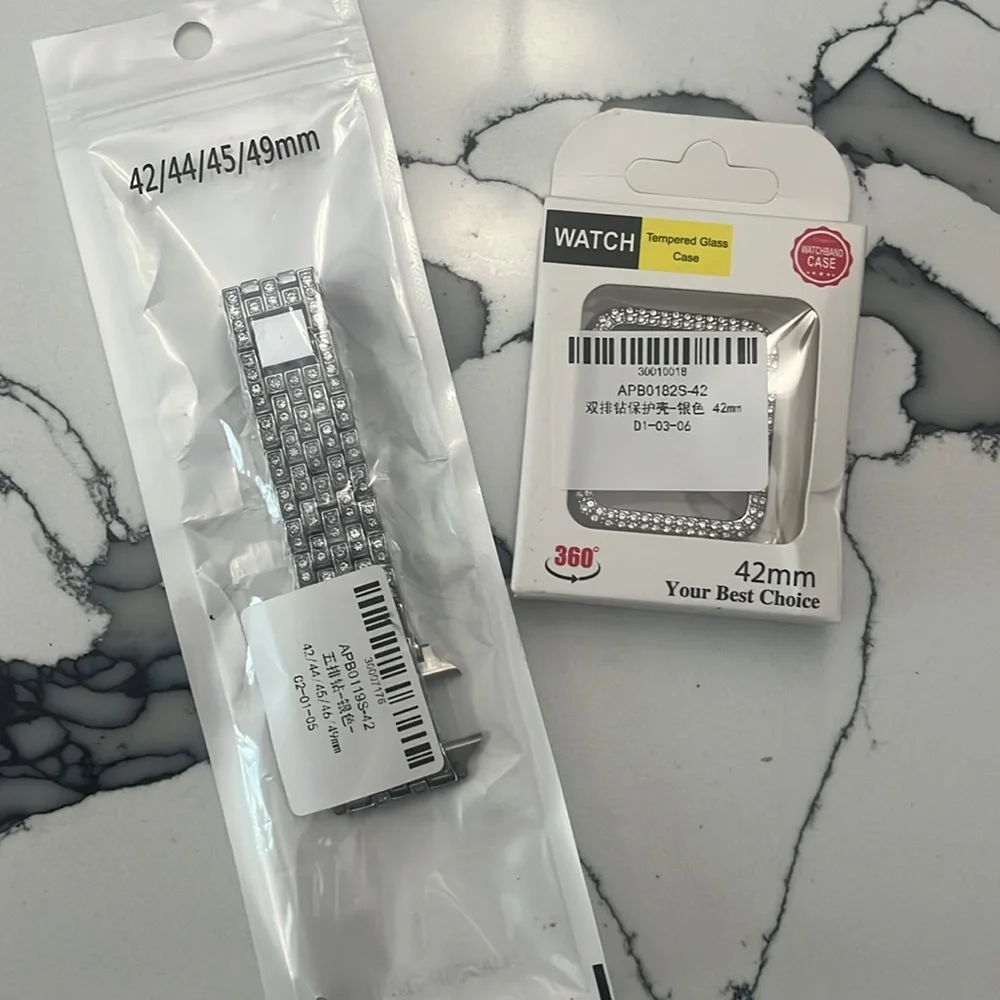 Apple Watch Band Crystal / Diamond Silver 42mm Band & Protector